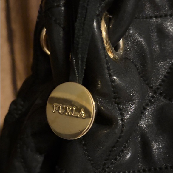 Furla Carmen Black Quilted Shoulder Bag with Scarf. - Picture 2 of 16
